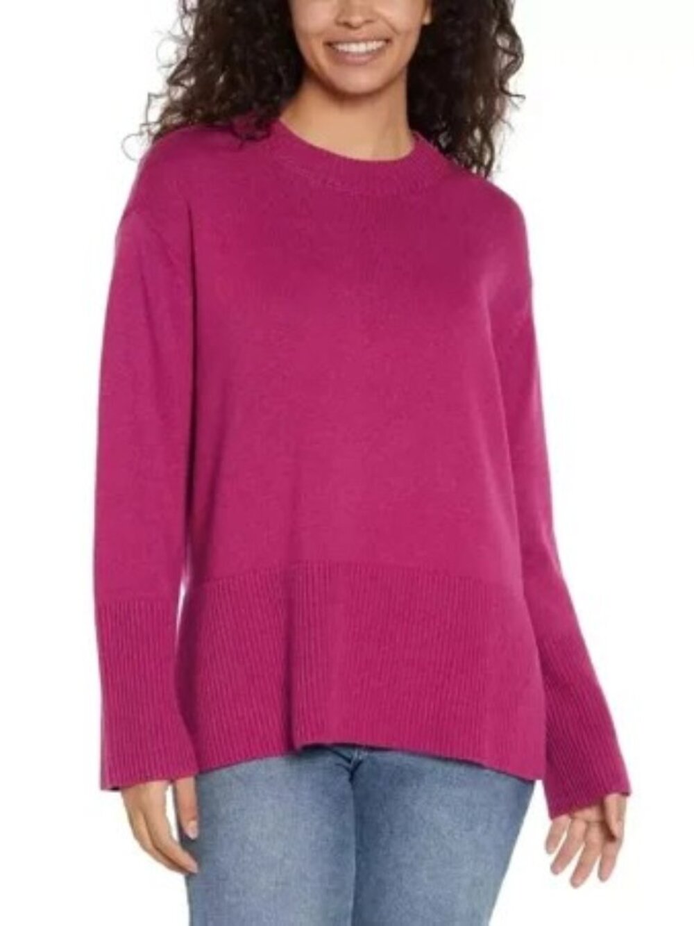 Women's GAP Crew Neck Ribbed Knit Sweater - Pink - Large - NWOT
